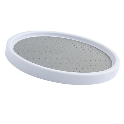 Lazy Susan - Organizador giratorio para especias de cocina, multifuncional, fuerte capacidad de carga, color blanco y gris, redondo, giratorio, 30 x 2 cm