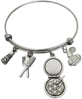 Beautician Charm Bracelet, Salon Bangle, Manicurist Hairstylist Makeup