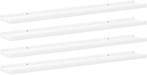 Furniking - Estantes de pared, 4 piezas, color blanco, 31.5 x 3.5 x 1.2 pulgadas