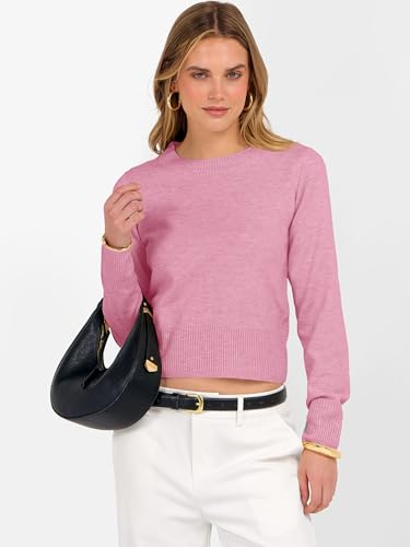 Image of ANRABESS Women's Long Sleeve Sweaters Cropped Crew Neck | Business Casual Tops,Light Weight Comfy Knit,Pullover ShortSweater,Basic Classic,Fall Fashion Winter Layer Clothes