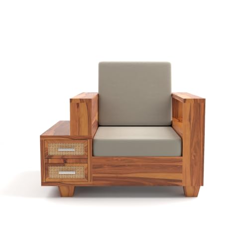 Image of sofa set 3 (Honey Finish, 5 Seater Sofa 3+1+1, Sofa with Drawer - Cane)