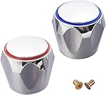 DPWOUM 2Pcs Silver Replacement Cold and Hot Tap Head Covers for Bathroom Kitchen Sink Faucet - Basin/Bath Handle Parts