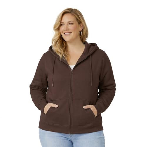 Image of HOODLIFE True-Fit Women's Plus Size Zip-Up Hoodie Jacket - Soft Cotton Fleece Sweatshirt with Hood, Full Zipper, Pockets - Casual Everyday Winter Wear