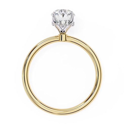 2 Ct Oval Cut Moissanite Engagement Ring 14K Plated Gold Hidden Halo Solitaire 4 Prong Setting VVS1 Diamond Wedding Ring for Women 5