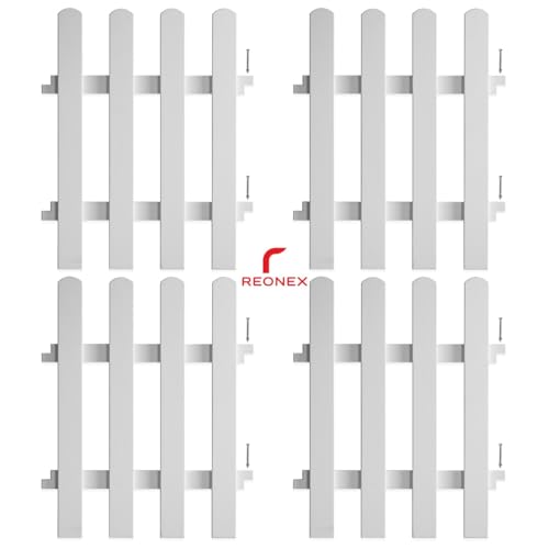 Image of 2 feet Tall (Height) Garden Decorative partition /Picket Fence - Set of 4 - Solid White PVC - Waterproof - with Pipe Posts for Support in Soil - 6feet 2inch Running Length (Boundary /Edging)
