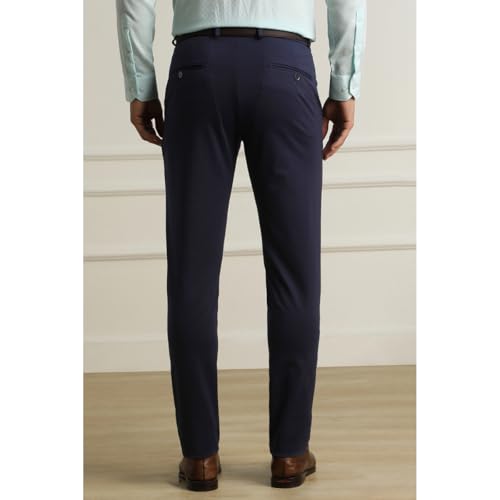 Image of Van Heusen Men Mid Rise Move Labs Knitted Premium Trousers | 360 Degree Stretch| Auto-Flex Waist Band |Wrinkle Free