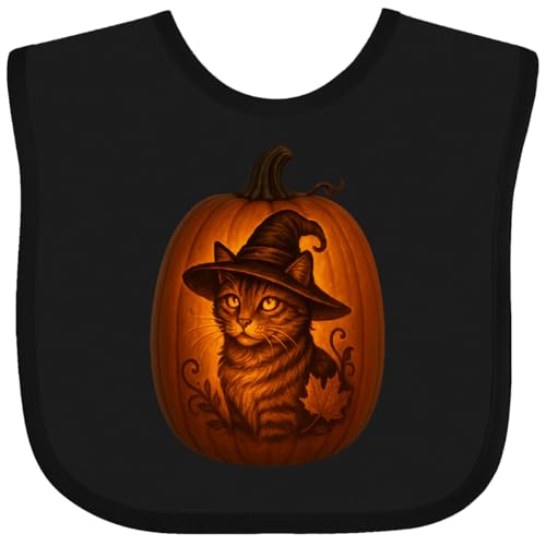 inktastic Halloween Tabby Cat Witch Pumpkin Baby Bib