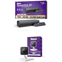 Roku Streambar SE | 2-in-1 TV Soundbar with Built-in 4K/HD/HDR Streaming, Premium Speakers + Roku New Indoor Camera - Home Security - 1-Pack - Wired Security Camera with 1080p HD