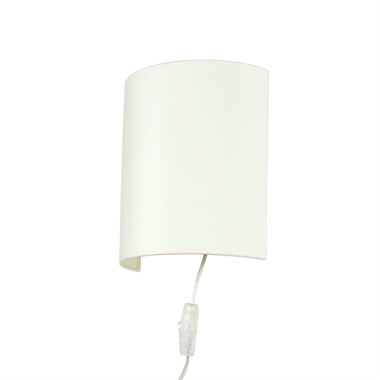 Aplique con enchufe e interruptor, tela, blanco, aplique con cable, arriba-abajo, indirecto, E27, H:23 cm, aplique dormitorio, aplique interior, poco deslumbrante, acogedor