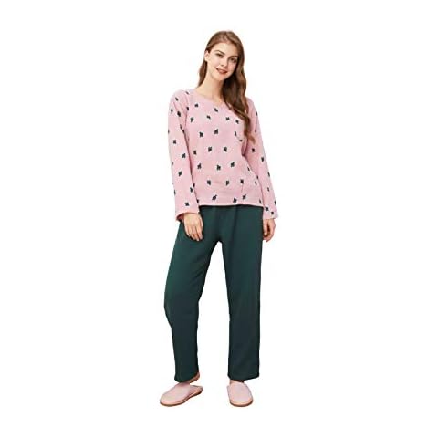 WORW Womens Soft Cotton Pajama Set (Small, Pink-Long Sleeve) Cover