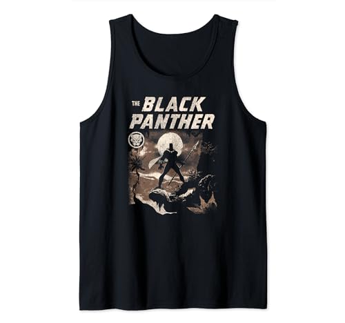 Débardeur Black Panther Marvel imprimé jungle vintage distressed noir