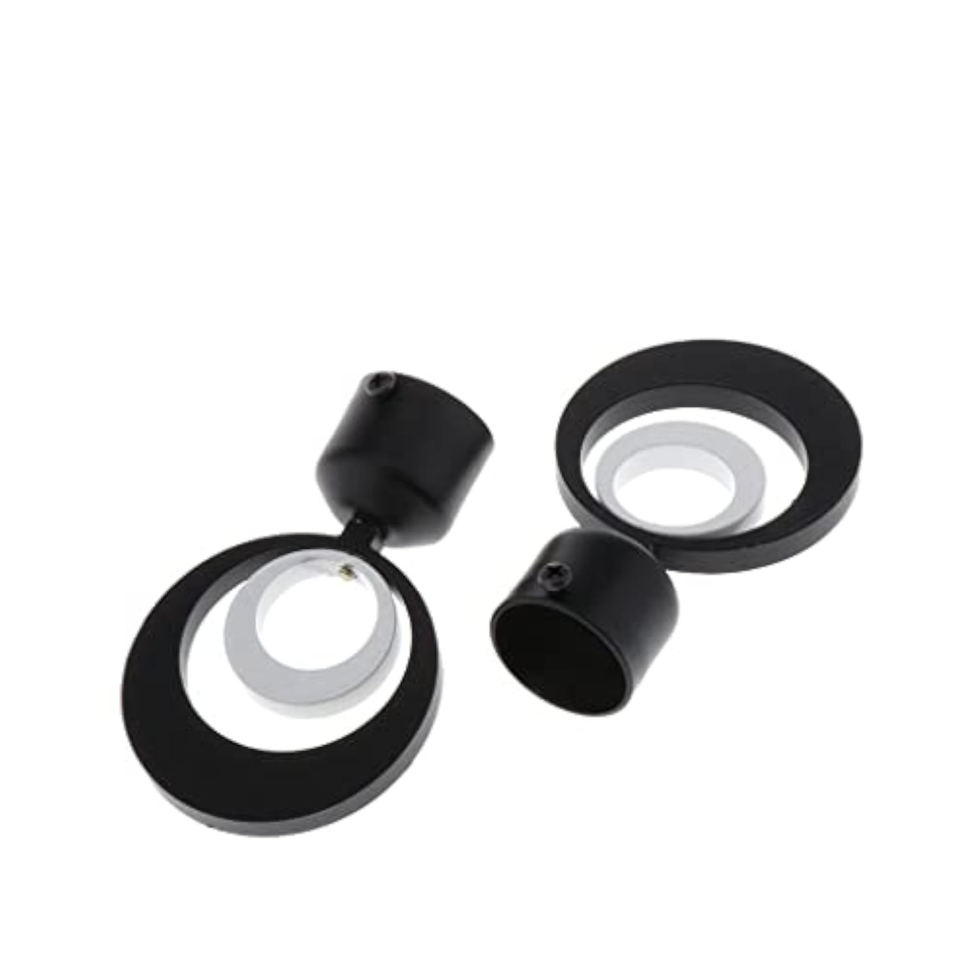 2x Curtain Rod Heads Cap Drape Pole Ends, 3D Black, 10x6.5x2.8cm