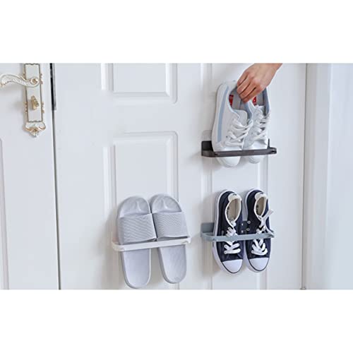 Veemoon 10 Peças Bege Armazenamento para Suporte de Sapatos Prateleira Rack Chinelos Perfurador Orga