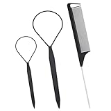 Qancekoo 3 PCS Hair Styling Tool Set Topsy Tail Hair Tools with 2 PCS Hair Braid Tools and 1 PCS Tail Comb (Black)