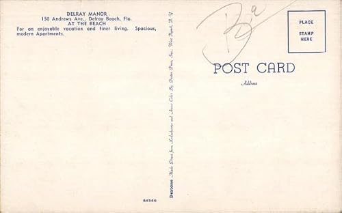 Delray Manor at the Beach Delray Beach, Florida FL Original Vintage Postcard