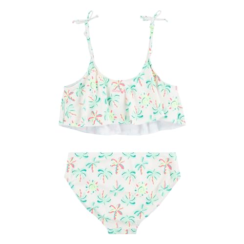 Image of Hurley Girls' Flounce Bikini 2-Piece Swimsuit, Pale Ivory /Reef Green, 14
