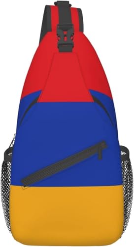Mochila cruzada unisex con bandera armenia negra miniatura 1