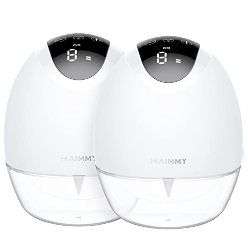 Image of Wearable Breast Pump Hands Free, Haimmy Electric Portable Wireless Breast Pumps with LCD Display 3 Modes & 9 Levels, 19/21/24/28mm Flange, Leak-Proof, Low Noise Painless Breastfeeding Pump (2 Pack)