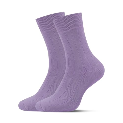 LMHCISO Mens Crew Dress Socks Ribbed Purple Anti Odor Socks Size 8-13