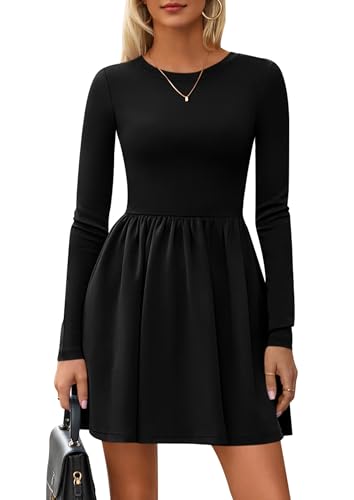 10% off - PRETTYGARDEN Women's Long Sleeve Mini Dresses 2025 Fall Casual Crewneck Pleated A Line Party...