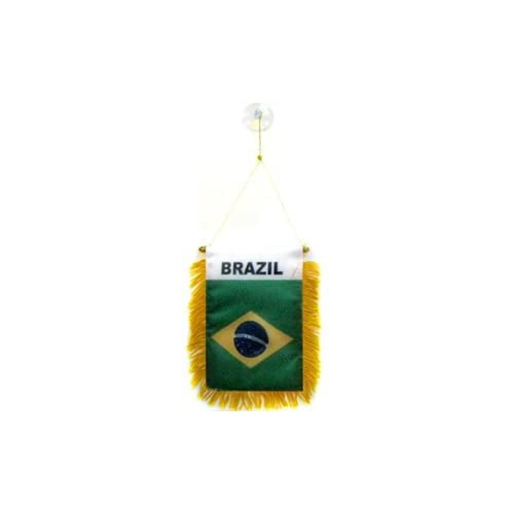 Fanion Brésil Mini Drapeau Brésilien 13x10 cm AZ FLAG Ventouse Franges Dorées