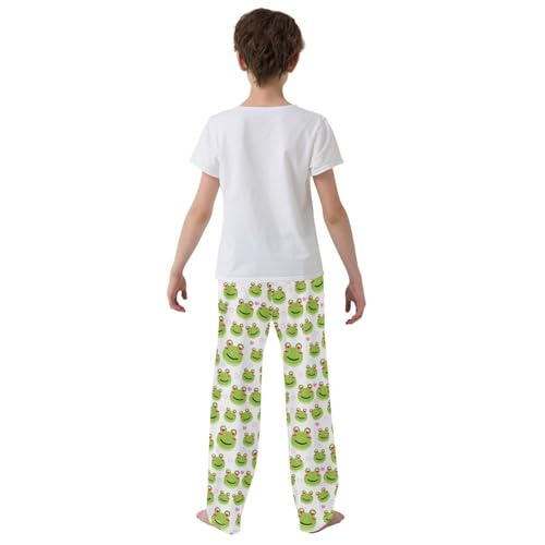 Frogs Love Heart Boys Long Pants Soft Trousers Elastic Waist Kids Lounge Bottoms with Pockets S-XL3