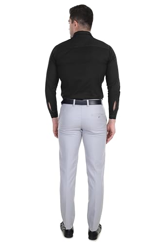 Image of Men's Stretchable Solid Plain Formal Trousers - Regular Fit Stylish Pants for Office & Party, Fashionable Dress Trousers for Men
