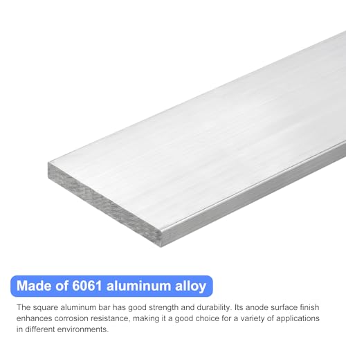 Image of uxcell Square Aluminum Flat Bar, 3 /8 inch Thick 3 inch Width 10 inch Length Square Aluminum Bar 6061 Aluminum Flat Plate, 10 x 75 x 254mm T6511 Solid New Mill Stock for Industrial Building