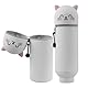 YADOBIG 2 in 1 Silikon Federmäppchen, Teleskopisch Ständer Schlampermäppchen Silikon, Kawaii Katze, Kawaii Federmäppchen mit Reißverschluss, geeignet für Schule, Büro, Geschenk für Jungen und Mädchen