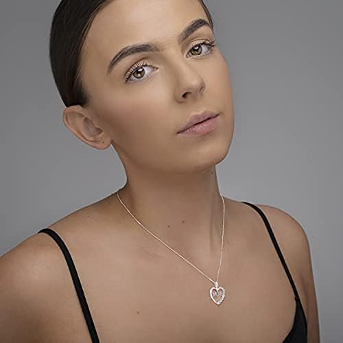 Aeon Jewellery Silver Mum Necklace - 925 Sterling Silver & Cubic Zirconia Heart Pendant, 24 x 21 mm pendant, 16 - 18 inches chain - Image 5