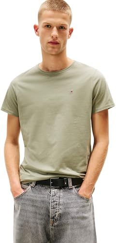 Tommy Jeans Men’s Original Short Sleeve Slim Fit T-Shirt, Green (Utility Sage), XS