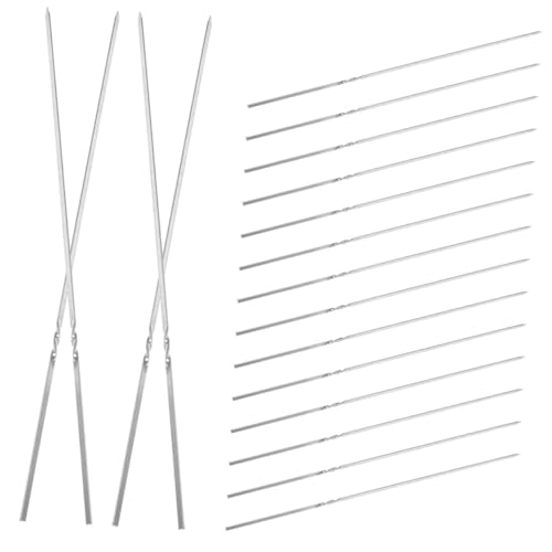 BESPORTBLE 20 Pezzi Spiedini per Barbecue in Acciaio Resistente Piatti Riutilizzabili Bastoncini Antiscivolo Sicuri e Facili da Pulire per Kebab e Verdure Grigliate