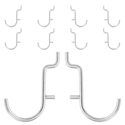DOITOOL Ganchos Clavija Metálicos para Tablero Perforado 10 Piezas, Soporte Duradero para Exhibición y Almacenamiento en Talleres y Garajes, Acero Inoxidable, Diseño Robusto
