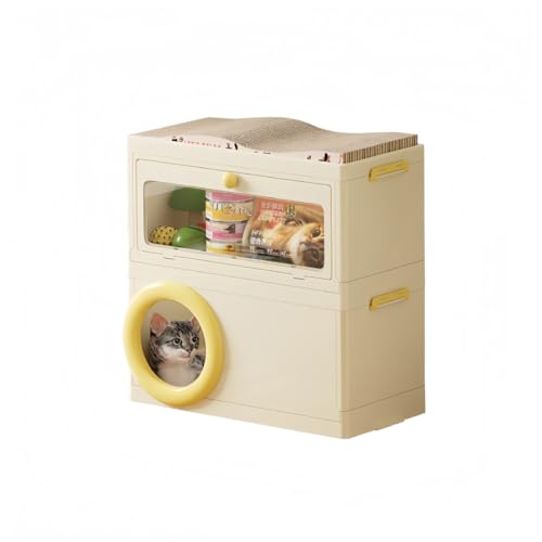 miluFox外猫ハウス屋外防水環境に優しい外猫ハウス屋外防水,無毒無臭防水素材の猫小屋屋外,取り外し可能なデザインの猫ハウス屋外,日差しと雨を防ぐ (猫箱-黄色(小さいサイズ)です)