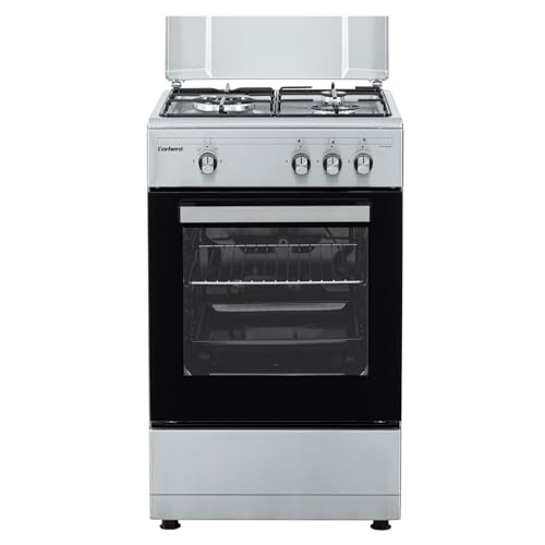 Corberó   Cocina Gas Plus | CCSF35020BX | 3 fuegos | Horno 43 L | Doble Puerta Cristal |Bandeja y Parrilla Cromados | Tapa Metálica | Inox