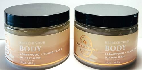 2 Cedarwood Ylang Ylang Salt Vitamin E Bath Body Scrubs 17oz.