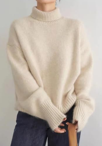 Image of Turtleneck Sweaters for Women Long Sleeve Knit Jumpers Fall Winter Chunky Soft Warm Trendy Pullover Basic Top