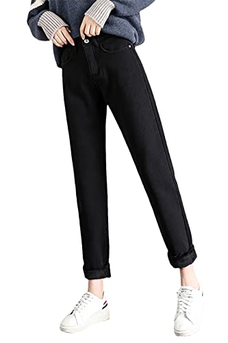 Jean chaud femme en velours épais coupe droite ample pour une isolation thermique maximale