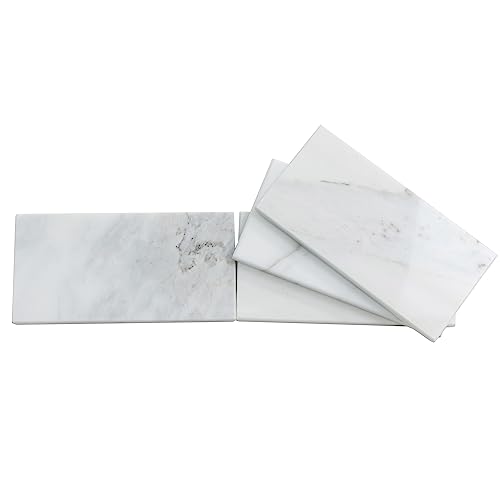 White Polished 3\"x6\" Marble Subway Tile (5.00 Sq ft- Box of 40 Sheets)