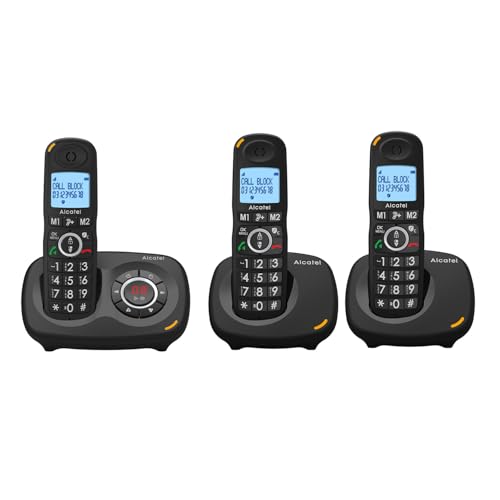 ALCATEL XL595 B Voice Trio - Téléphone Fixe Sans Fil Senior Avec Répondeur - Grand Écran Rétroéclairé - Mains Libres - Fonction Blocage Des Appels -...
