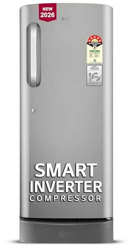 Image of LG 224 L, 5 Star, Smart Inverter, Direct Cool Single Door Refrigerator (GLD2356ZAPZ, Shiny Steel, Base stand with Drawer)