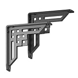 STARBY Heavy Duty Shelf Brackets (2 Pack) - Designer Metal Corbels for Mantels, Countertops and Decorative Shelving - 500# Capacity - Wrought Iron Black - 2 Pack (8' x 8' x 2')