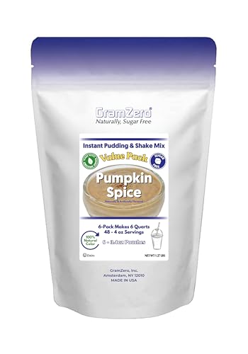 GramZero Natural Color PUMPKIN SPICE Sugar Free Pudding Mix 6-Pack,