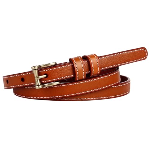 Belts for women, Waist Belt Women's Waist Belts Pure Cowhide Belts Alloy Buckle Dress Thin Belt Adjustable Fashion Simple Belt(Brown,115 cm)