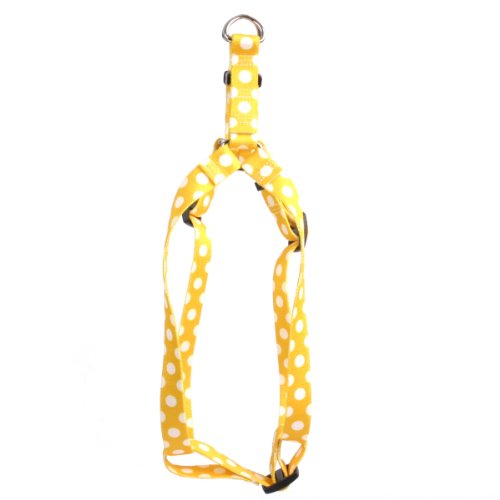 Image of Yellow Dog Design Lemon Polka Dots 25-Feet to 40-Feet Step-in Harness, Large