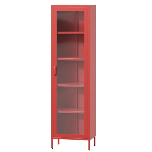 Jan Nowak 1-türiger Vitrinenschrank - Luigi - 50 x 180 x 35 cm - 4 Verstellbare Ablagen,...