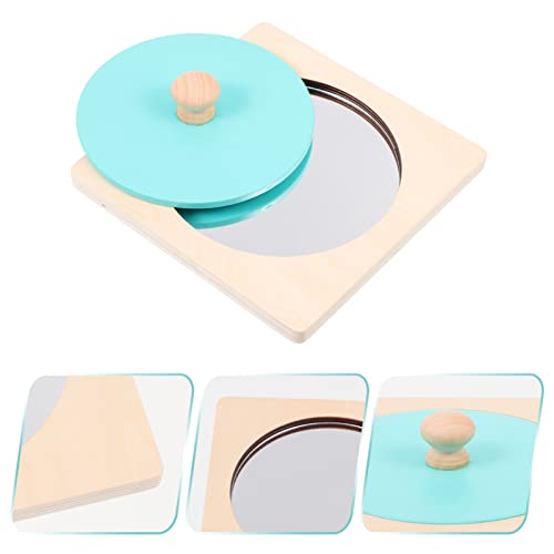 jojofuny Montessori Spiegel: Baby Holzpuzzle Mit Spiegel für Easy Grasp, Kreatives Blaues Holzspielzeug FüR Kleinkinder, FöRdert Vorstellungskraft Und Selbstwahrnehmung
