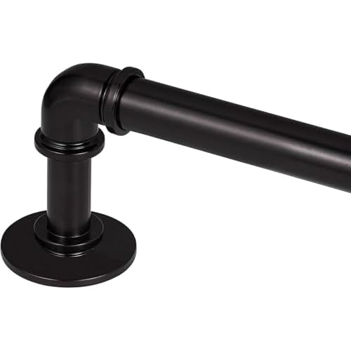 Brass Industrial Pipe Curtain Rod 18 to 45 Inch,1 Inch Diameter Adjustable Wrap Around Curtain Rod,Metal Window Treatment Rods,Ideal as Your Kitchen,Bedroom,Outdoor Patio Etc