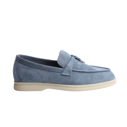 Image of Women's Summer Charms Suede Loafers - Premium Sheepskin Unlined Upper,Classic or Styles with Metal Detail for Casual, Office, Travel & All Day Wear