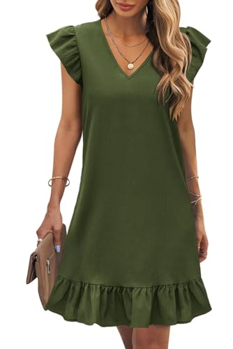 Image of JOCAFIYE Summer Dresses for Women 2026 Cute Cap Sleeve V-Neck Flowy Swing Sundress Mini Dress